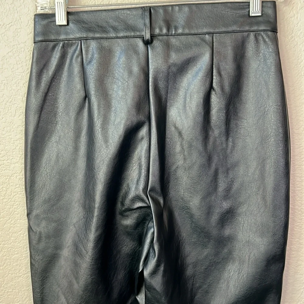 Wildfox Princess Seams Faux Leather Split Hem Pants Size S In Black Beauty